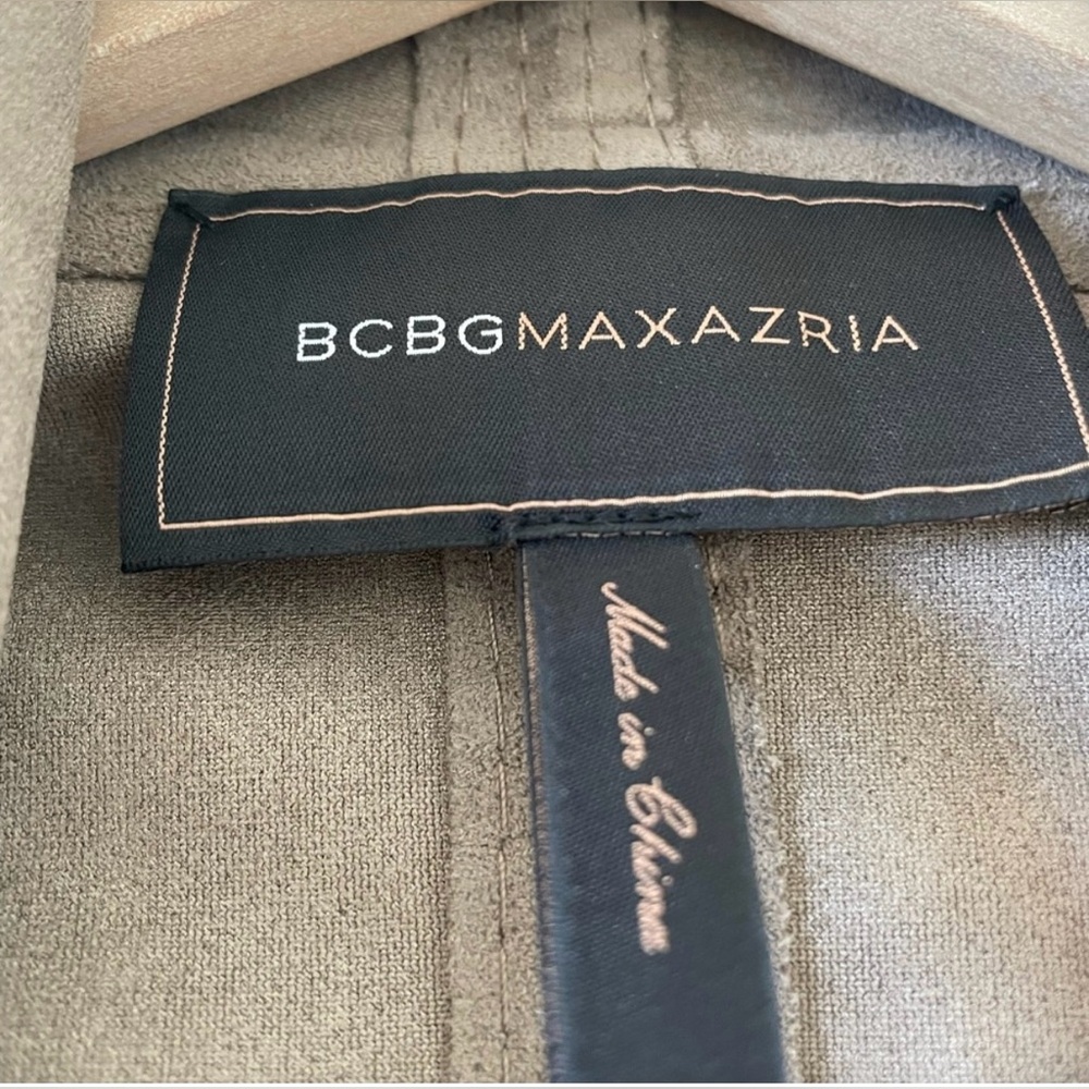 BCBGMaxAzria Mocha Faux Suede Waterfall Jacket | Drape Front | Cropped | Size M - Picture 3 of 9